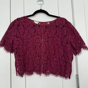 Jenny Yoo Lace Kenzie Topper (Black Cherry, XL)